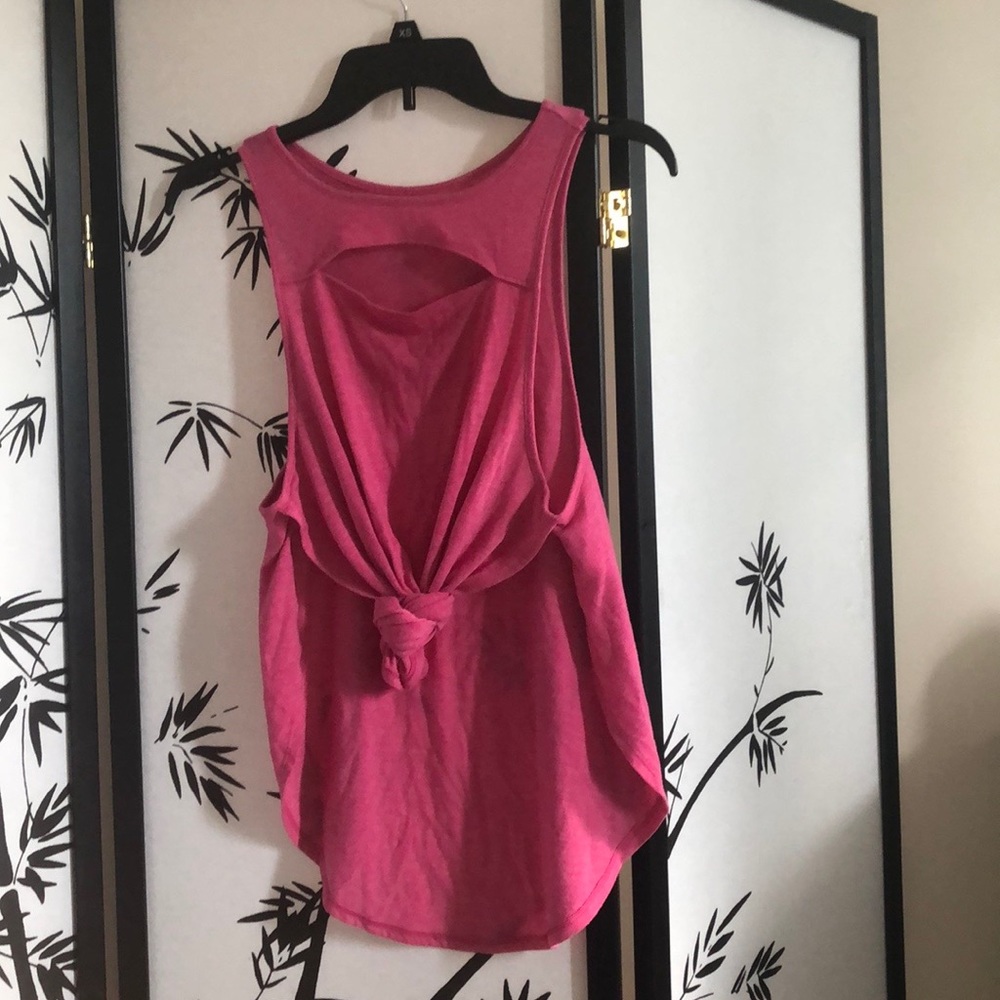 Pink flyaway tank with keyhole neck